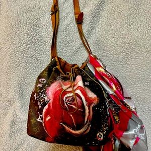 Custom painted Authentic Louis Vuitton Bucket Bag